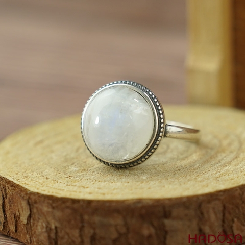 Nhẫn đá Mặt Trăng 14mm bạc 925