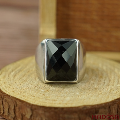 Nhẫn đá Onyx đen cao cấp bạc 925