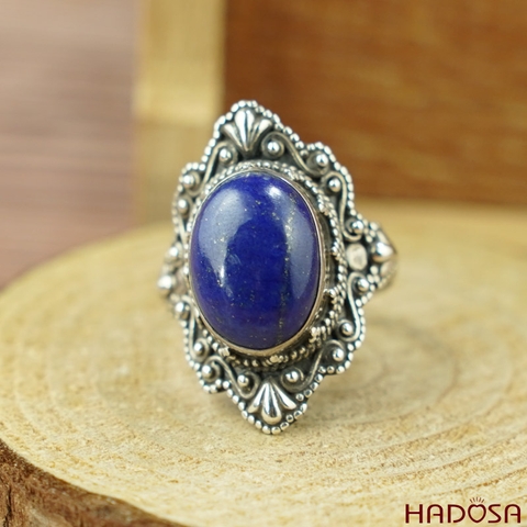 Nhẫn đá Lapis bạc 925 cao cấp size 13