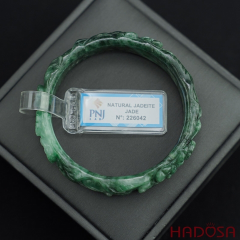 Vòng Ngọc Cẩm Thạch chạm hoa ni 52