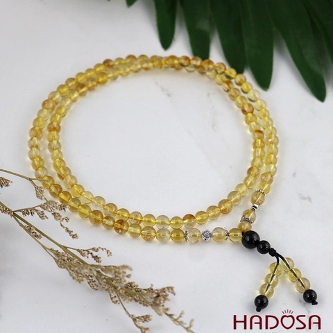 Tràng 108 hạt đá Thạch anh vàng 6mm (Thổ, Kim)