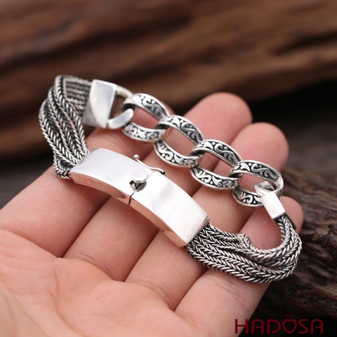 Lắc tay nam bạc cao cấp 20cmx1.3mm