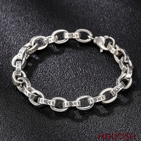 Lắc tay bạc Thái nam Om Mani Padme Hum