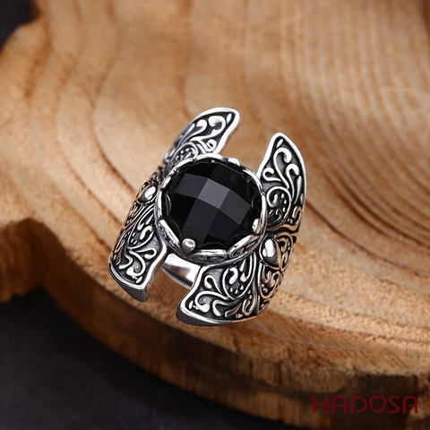 Nhẫn nam bạc Thái đá Onyx đen