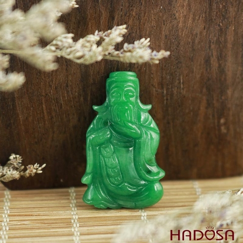 Tượng Thần Tài cẩm thạch xanh tươi 31x19mm
