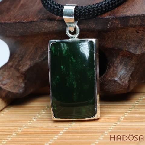 Mặt Ngọc Bích Chữ Nhật 16x26mm Bọc Bạc