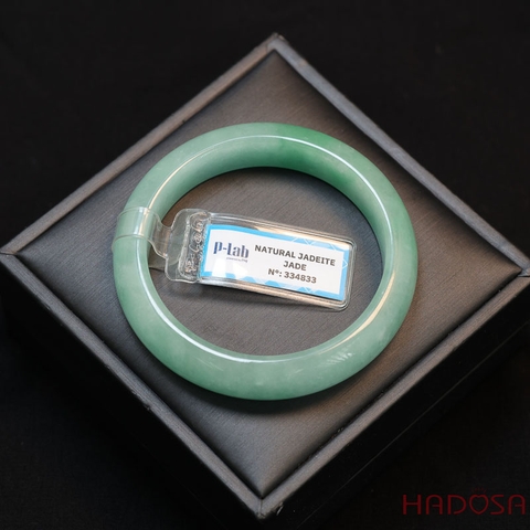 Vòng kiềng Ngọc Cẩm Thạch bản lá hẹ xanh trong ni 53