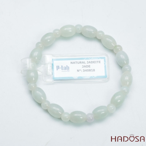 Vòng Cẩm Thạch Nếp Trắng Hạt Tròn Lu Thống 7x9mm