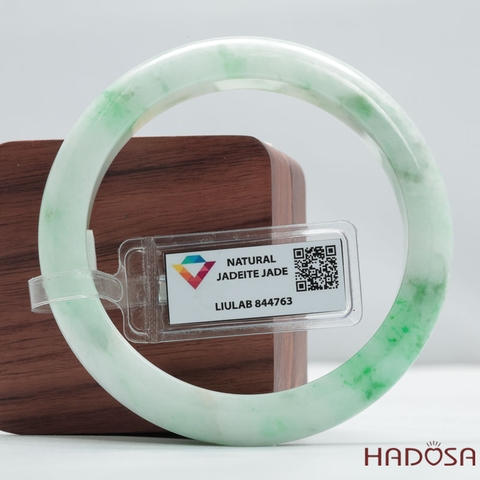 Vòng Ngọc Cẩm Thạch A lá hẹ trắng điểm lý ni 58