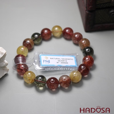 Vòng thạch anh tóc tam tài 11mm 5A