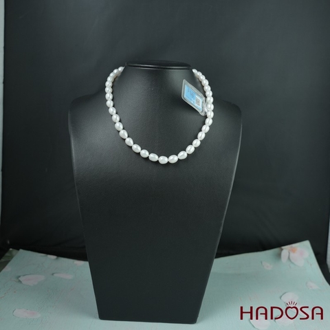 Vòng cổ  Ngọc trai trắng hạt gạo 8mm 4A