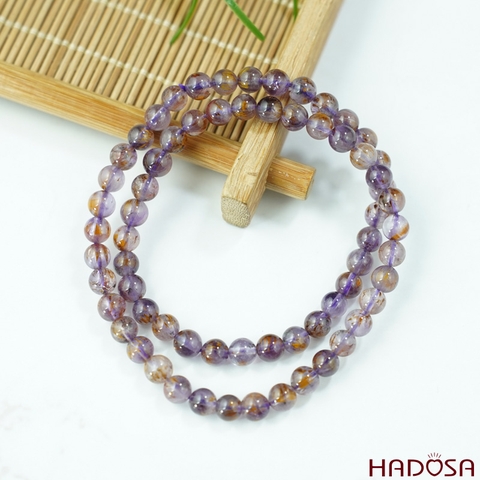 Vòng cuốn tay đá thạch anh tím tóc vàng 5mm