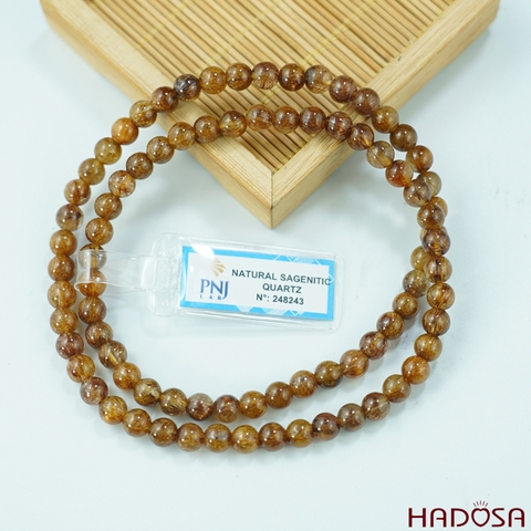 Vòng cuốn tay Thạch Anh tóc nâu 6mm chuẩn 6A