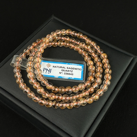 Vòng cuốn  Thạch Anh tóc nâu 5mm chuẩn 6A