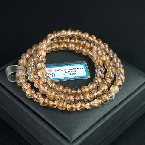 Vòng cuốn Thạch Anh tóc nâu 6.5mm chuẩn 7A