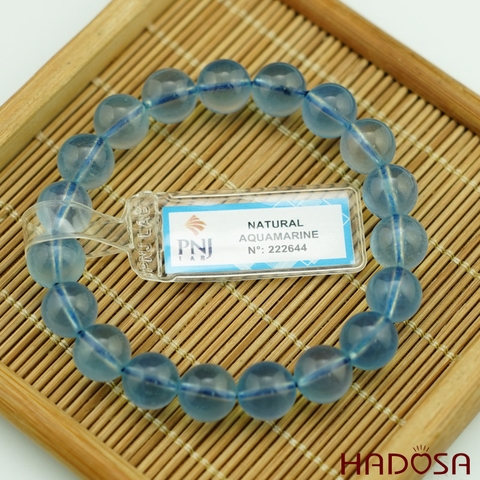 Vòng đá Aquamarine 10mm chuẩn 8A