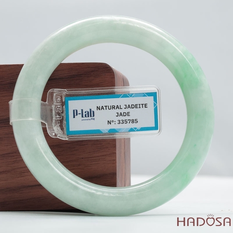 Vòng Ngọc Cẩm Thạch Type A Điểm Xanh Lý Bản Tròn Ni 56