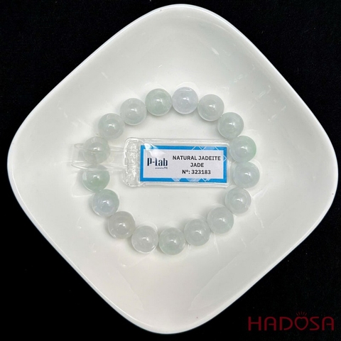 Vòng chuỗi Ngọc Cẩm Thạch trắng phớt xanh lý 10mm | HADOSA