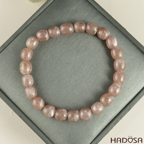 Vòng tay đá Đào hoa hạt lu thống 07x08mm 5A