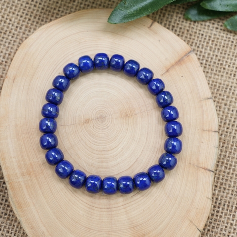 Vòng đá Lapis hạt bầu 8mm chuẩn 5A