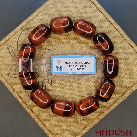 Vòng đá Mắt Hổ nâu đỏ lu thống 13*18mm chuẩn 6A