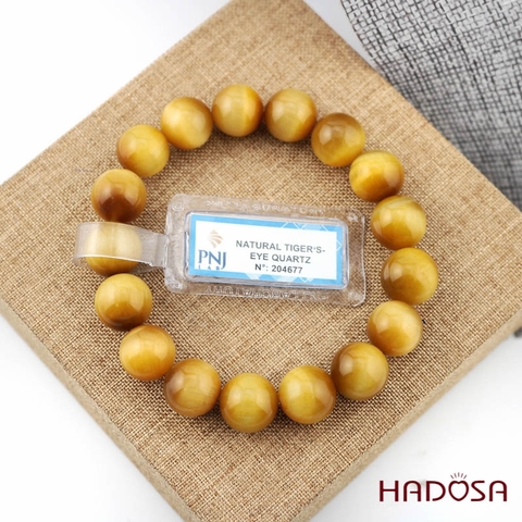 Vòng thạch anh Mắt Hổ vàng 12mm đặc biệt cao cấp chuẩn 6A