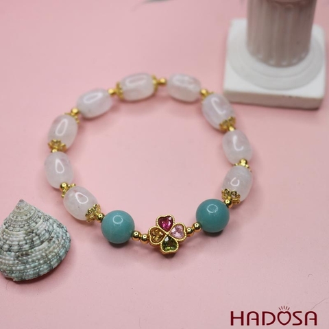 Vòng đá phong thủy mệnh Kim - Thủy Mặt Trăng charm bạc 925