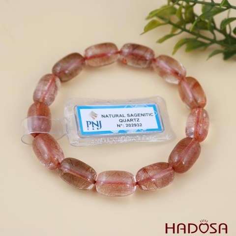 Vòng hạt trụ Thạch anh tóc đỏ 10*15 chuẩn 5A