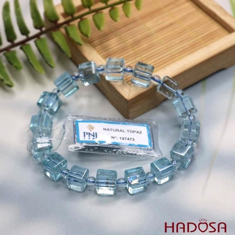 Vòng đá Topaz hạt vuông 9mm