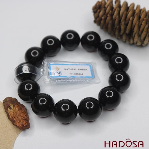 Vòng Hổ Phách Baltic Huyết đen 17mm