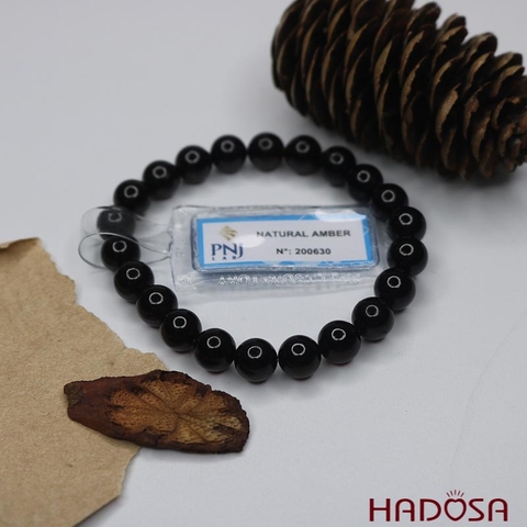 Vòng Hổ Phách Baltic Huyết đen 8mm