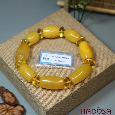 Vòng hổ phách mật lạp lu thống 14mm