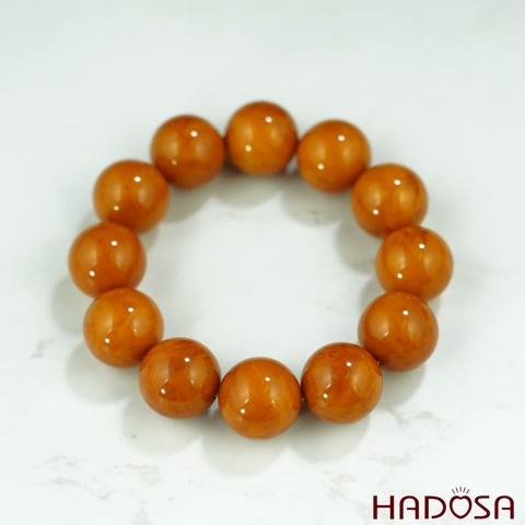 Vòng Hổ Phách mật lạp nâu đất đặc biệt 19mm