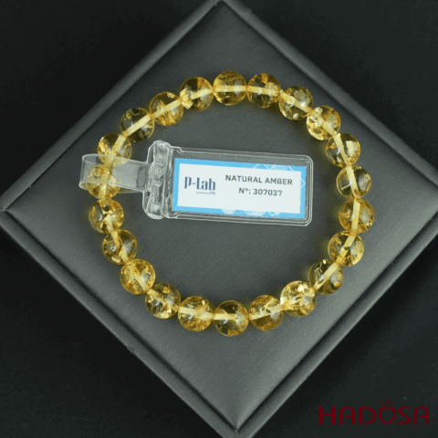 Vòng Hổ Phách Cognac Baltic vàng sáng 8mm đặc biệt cao cấp