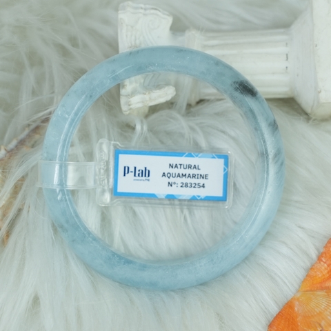 Vòng kiềng Aquamarine oval ni 55 chuẩn 5A