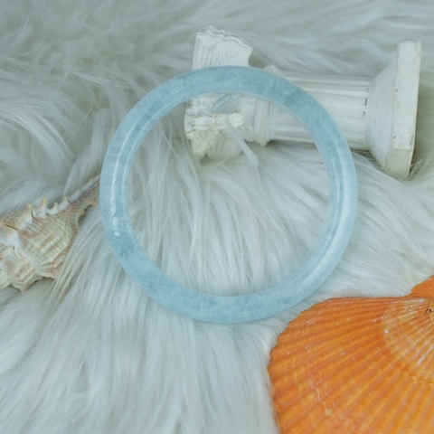 Vòng kiềng Aquamarine oval ni 56 chuẩn 4A