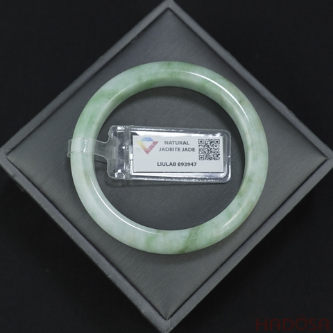 Vòng Ngọc Cẩm Thạch Jade A lá hẹ trắng môn phớt lý ni 53