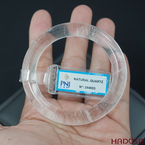 Vòng kiềng thạch anh trắng tròn ni 50mm chuẩn 5A