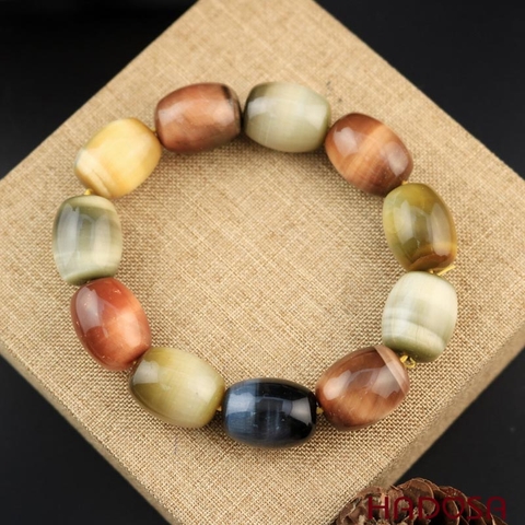 Vòng đá Mắt Hổ tam tài lu thống 14x18mm chuẩn 6A