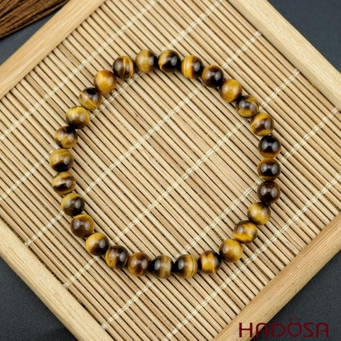 Vòng đá Mắt Hổ vàng nâu 6mm chuẩn 5A