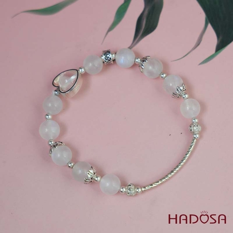 Vòng đá Mặt Trăng 8mm 3A mix charm bạc 925