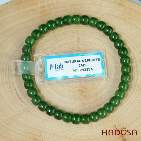 Vòng Ngọc Bích Canada hạt bầu 6mm chuẩn 6A