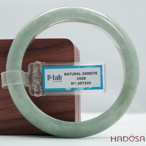 Vòng Cẩm Thạch A xanh mạ bản oval ni 58