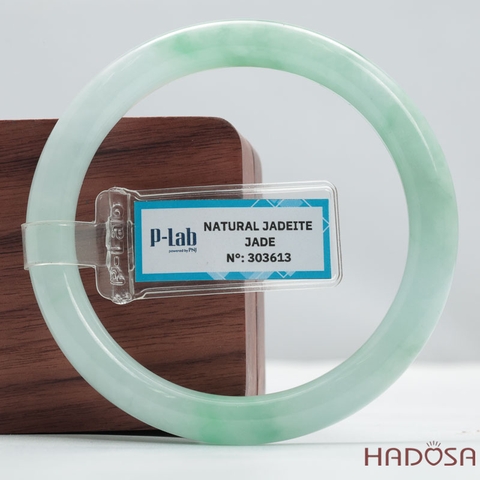 Vòng Ngọc Cẩm Thạch bản tròn xanh trong vân đậu ni 57 | HADOSA
