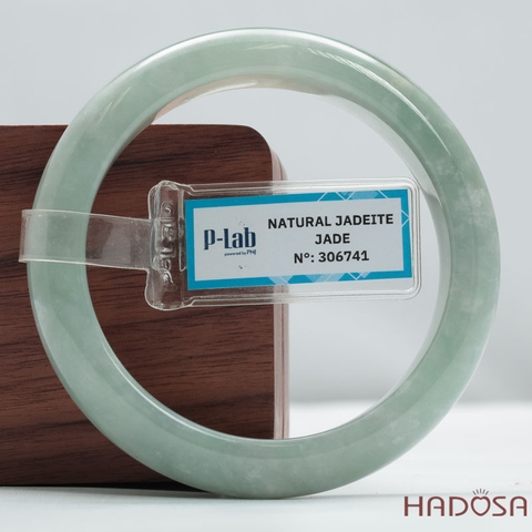 Vòng Cẩm Thạch A xanh điểm bông bản oval ni 54