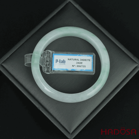 Vòng Cẩm Thạch A trắng điểm xanh tươi bản oval ni 51