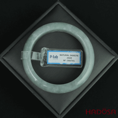 Vòng Cẩm Thạch A xanh điểm bông bản oval ni 54