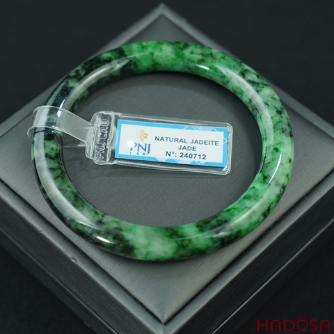 Vòng Ngọc Cẩm Thạch bản tròn xanh vân đậm ni 60