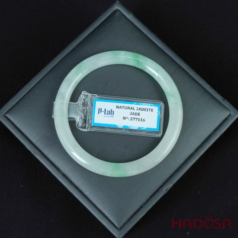 Vòng Ngọc Cẩm Thạch bản tròn xanh trong vân đậu ni 50