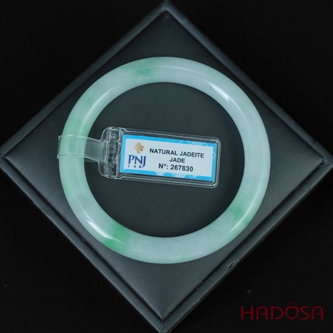 Vòng Ngọc Cẩm Thạch bản tròn xanh trong vân lý ni 56